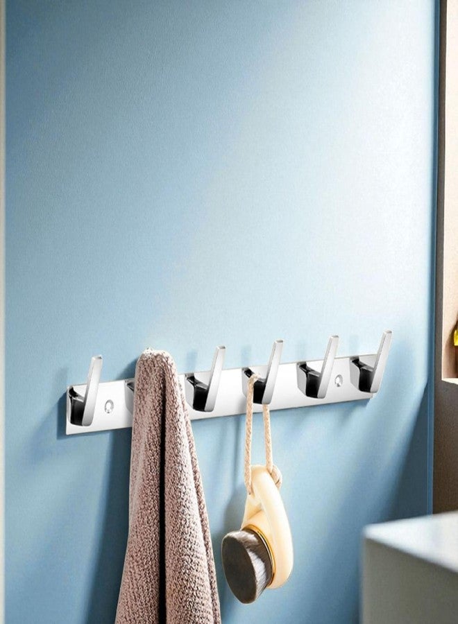 HingeMinds Stainless Steel Cloth Hanger for Wall, Clothes Hook Hangers Door Mounted, Bathroom Hooks for Hanging Towel, Wall Mount Shirt Hangers, Dress Holder Hooks - 6 Pin-XL, Pack of 3, Silver - Image 2